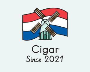 Netherlands Flag Windmill logo design