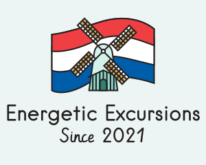 Netherlands Flag Windmill logo design