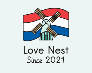 Netherlands Flag Windmill logo design