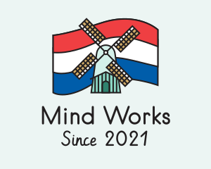 Netherlands Flag Windmill logo design