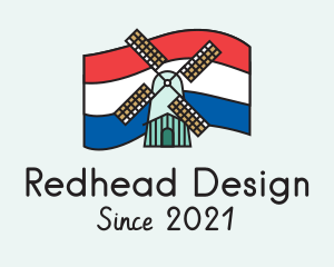 Netherlands Flag Windmill logo design