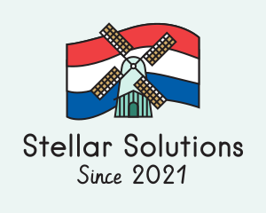 Netherlands Flag Windmill logo design