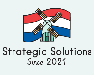 Netherlands Flag Windmill logo design