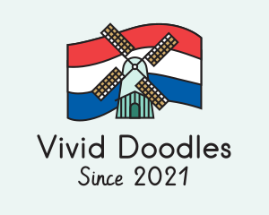 Netherlands Flag Windmill logo design