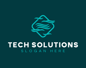 Digital Technology Waves logo design