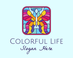 Colorful Stained Glass Butterfly logo design