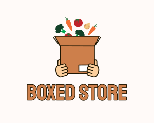 Hand Grocery Box logo design