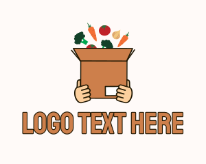 Vegetables - Hand Grocery Box logo design