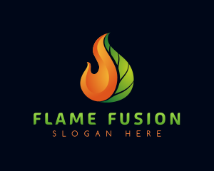 Gradient Leaf Flame logo design