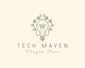 Leaf Vine Light Bulb logo design