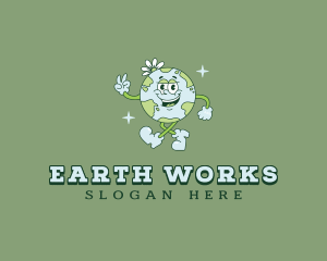 Earth Globe  Cartoon logo design