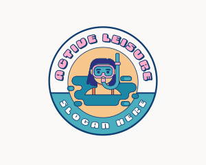 Cartoon Female Swimmer logo design