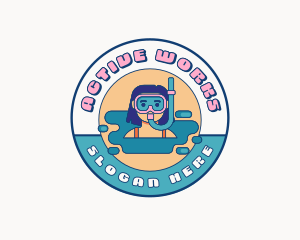 Cartoon Female Swimmer logo design