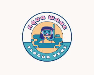 Cartoon Female Swimmer logo