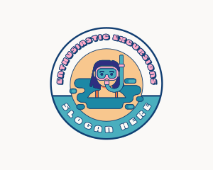 Cartoon Female Swimmer logo design