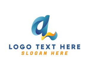 Blue Script Letter Q logo design