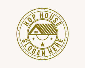 Gold House Roof Badge logo design