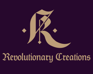 Gothic Typography Letter R logo design