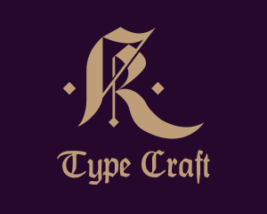 Gothic Typography Letter R logo