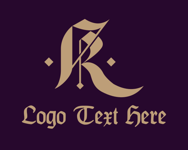 Gothic Typography Letter R logo