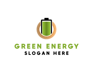 Green Energy Battery Charge logo design