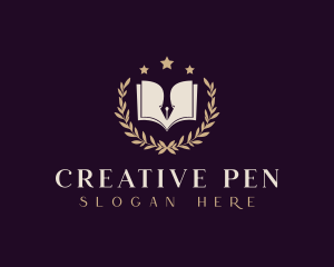 Pen Book  Literature logo design