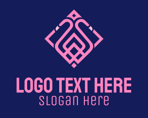 Pink Flamingo Square logo design