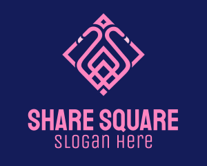 Pink Flamingo Square logo design