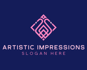 Luxury Flamingo Tile logo design