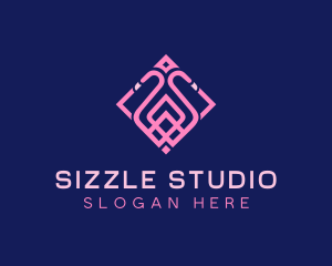 Luxury Flamingo Tile logo design