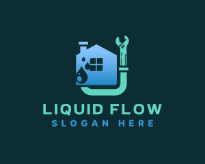 Water Droplet Plumbing Home logo design