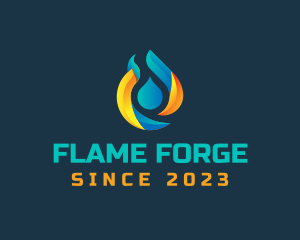 Flame Droplet Petroleum logo design