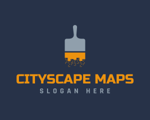 Paint Brush Cityscape logo design