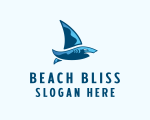 Shark Sailing Boat logo design