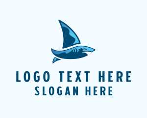 Dangerous - Shark Sailing Boat logo design