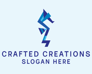 Blue Seahorse Papercraft  logo design