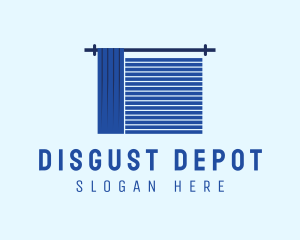 Blue Window Curtain Blinds logo design