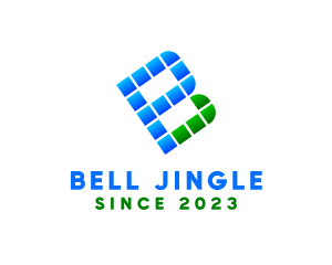 Blue Green Pixel Letter B logo design