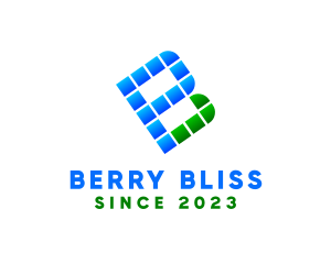 Blue Green Pixel Letter B logo design