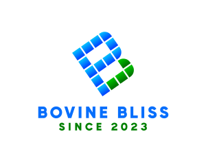 Blue Green Pixel Letter B logo design