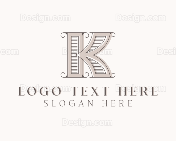 Antique Boutique Interior Design Letter K Logo