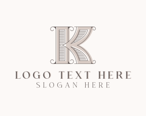 Antique Boutique Interior Design Letter K logo