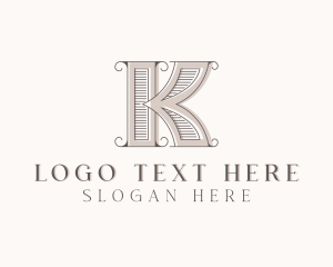 Antique Boutique Interior Design Letter K Logo