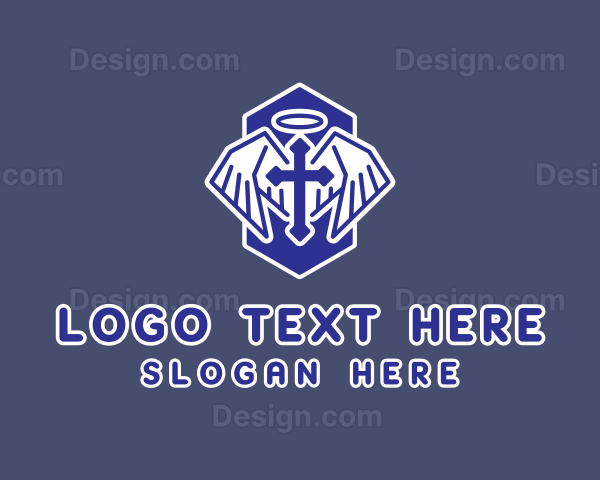 Christianity Blue Crucifix Logo