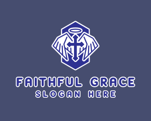 Christianity Blue Crucifix logo design