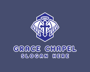 Christianity Blue Crucifix logo design