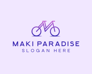 Purple Bicycle Letter M logo design