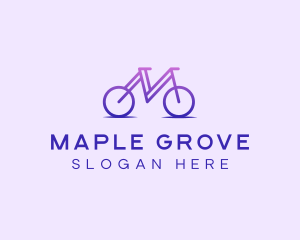 Purple Bicycle Letter M logo design