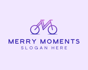 Purple Bicycle Letter M logo design