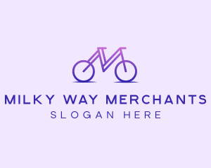 Purple Bicycle Letter M logo design